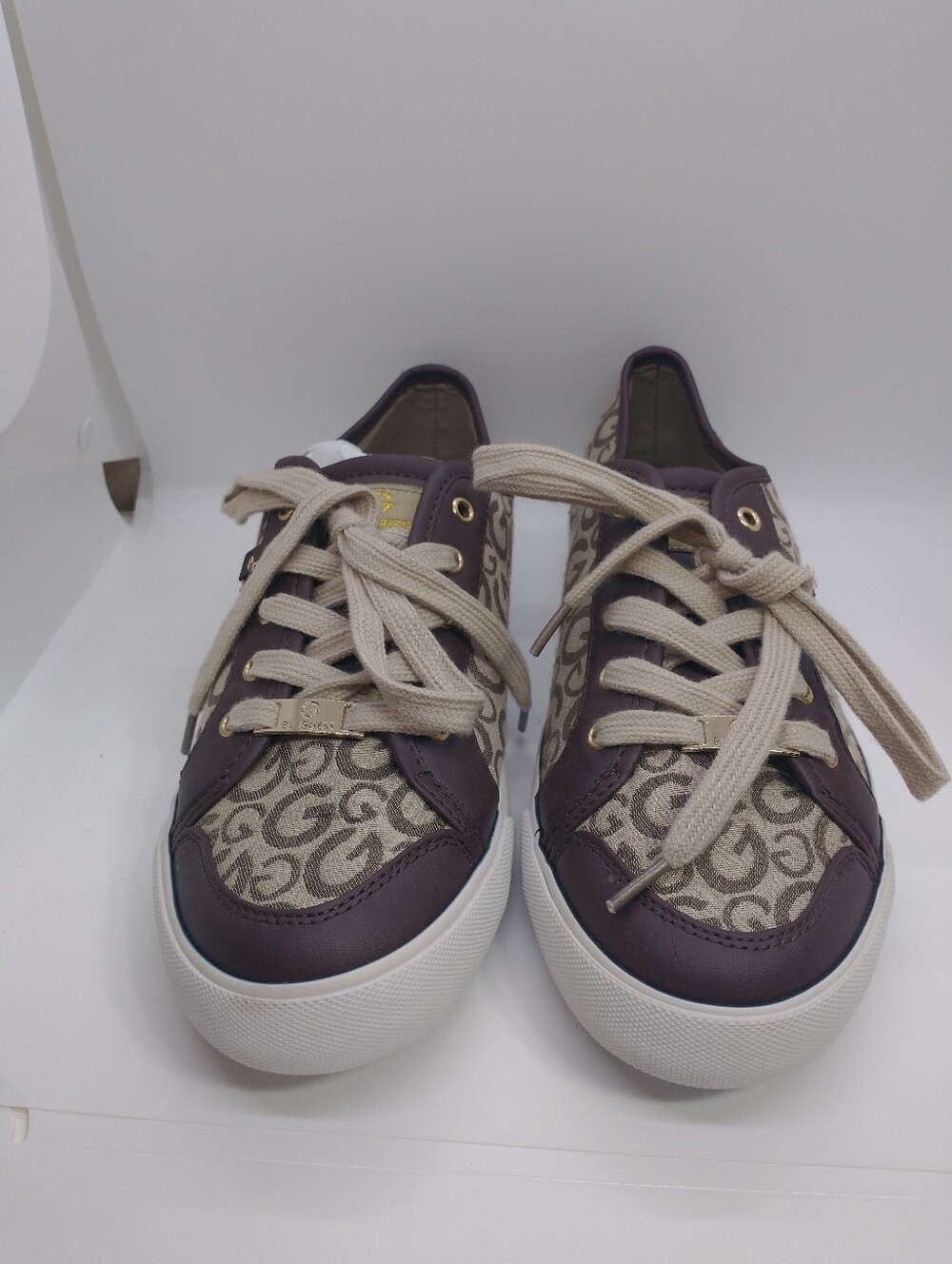 G By Guess GGBAYLEE3 Sneaker Womens 9.5 M  Brown Monogram Logo Canvas Lace Up